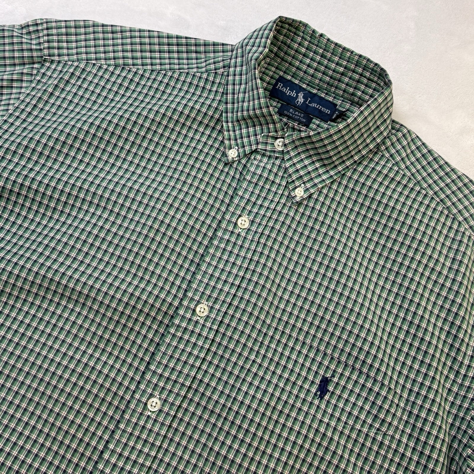 Polo Ralph Lauren Blake Button Down Shirt Men's M Green Plaid Cotton Pony Logo